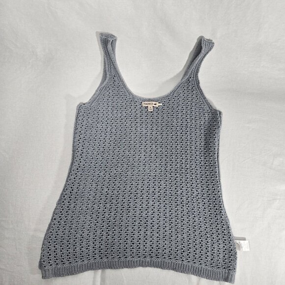 TOAD&CO Gray Recycled Denim Stretchy Crochet Semi-Sheer Tank Top Women's Size M. - Picture 9 of 17
